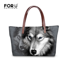 FORUDESIGNS Gray 3D Wolf Animal Handbag For Women Casual Crossbody Bags Designer Handbags High Quality Women Bag Bolsas Feminine 2024 - buy cheap