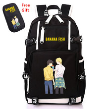 Mochila de lona con forma de pez plátano para mujer, morral escolar de Anime, para ordenador portátil, de viaje, Unisex 2024 - compra barato