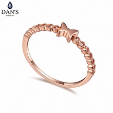 Женское кольцо-бабочка цвета розового золота с микро инкрустацией из фианита AAA 2024 - купить недорого