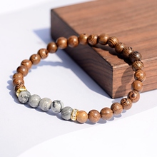 Pulsera de cuentas esmeriladas de madera de estilo étnico para hombre y mujer, pulsera elástica de piedra de ónix clásica para oración 2019, joyería para hombre, 6MM 2024 - compra barato