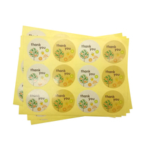 1200pcs/lot Simple 'Thank you' Round Printed Trees Paper Sealing Label DIY Handmade Gift Envelopes Sticker/Yellow/White 2024 - buy cheap