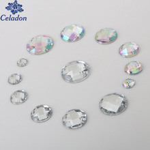 20-100Pcs Round Acrylic Crystal Stone Sew On Rhinestone Two Holes for Dancing Dress Clothing Shoes Wedding Decoration DIY Craft 2024 - buy cheap