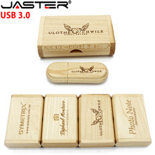 Jaster pendrive de madeira, usb 3.0, 8gb, 16gb, 32gb, 64gb, com caixa de presente de madeira, gravação de logotipo grátis 2024 - compre barato