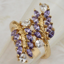 Размеры #6 #8 Великолепная магия фиолетовый драгоценными камнями кольца желтый золотой позолоченные украшения подарок для Для женщин mb101d 2024 - купить недорого