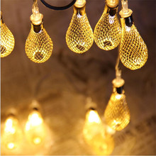 Warm White 4M 20 led Fairy String light 2 mode  AC220V/110V Iron ball Teardrop decorative rope for indoor outdoor Party 2024 - buy cheap