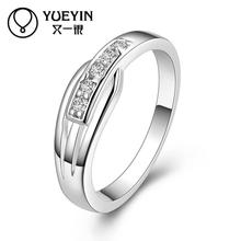 Wholesale silver plated wedding rings for women engagement Bridal jewelry for girlfriend elegant Inlaid Crystal 2024 - buy cheap