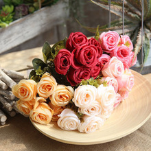 6 головок розы искусственный цветок для свадьбы украшение дома роза Шелковый цветок Искусственные цветы букет для вечеринки DIY Украшение 2024 - купить недорого