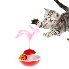 Кошка тумблер Прорезыватель игрушки для домашних животных перо автоматический вращающийся звоночек в шарике звук интерактивная игра забавная игрушка котенок 2024 - купить недорого