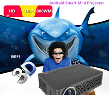 Full HD DLP800WM Android Smart Mini phone Projector 3D WIFI Home Thearter Protable Beamer DLP Projector 1080p HDMI/USB/VGA/AV 2024 - купить недорого