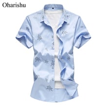 Havaiano Camisa de Manga Curta Dos Homens de verão Floral Impresso Camisas de Vestido Ocasional Roupas Masculinas 2019 Moda Trabalho de Escritório Camisas 6XL 7XL 2024 - compre barato