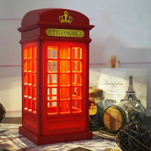 USB charging LED night light retro British phone booth touch dimming bedroom bedside lamp reading lamp table lamp 2024 - buy cheap
