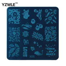 1 Sheet 2016 New Styles 6.2cm Square Stainless Steel Stamping Nail Art Image Plate Polish Manicure Stencil Tool (X-05) 2024 - buy cheap