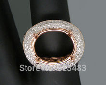 Oval Cut 11x14mm Solid 14k  Rose Gold Natural Diamond Semi-Mount Ring Hold 2024 - buy cheap