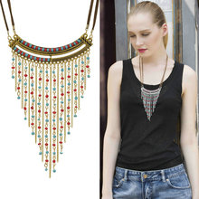 New Fashion Bohemian Leather Chain Necklace for Women Vintage Multilayer Tassel Drop Choker Statement Necklace Pendants 2024 - buy cheap