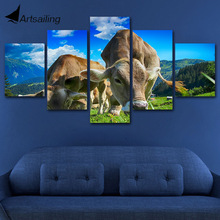 ArtSailing 5 шт. холст живопись альпийские икры животное пейзаж Искусство стены украшение дома для гостиной HD печать плакат 2024 - купить недорого