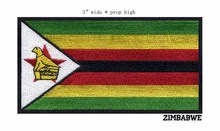 100% high quanlity  ZIMBABWE embroidery flag patch black border 3" wide  goods for sewing 2024 - buy cheap