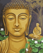 Pintura de Buda de loto para colorear por números, pintura al óleo de MaHuaf-j014, pintada a mano por número, imagen artística para decoración del hogar 2024 - compra barato