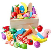 Wooden Magnetic Kitchen Toys Cutting Food Sets Vegetables Fruits Pretend Play 2024 - buy cheap