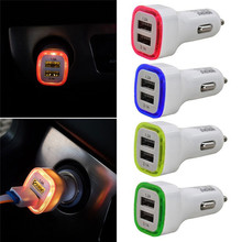 Universal LED Light Double 2 Port 2.1A+1A USB Car Charger For Samsung Apple Cell Phone 2024 - buy cheap