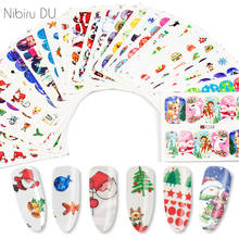 New Year Christmas Nail Stickers Mixed Designs Water Transfer Nail Art Sticker Watermark Decals DIY Decoration For Nail Decals 2024 - buy cheap