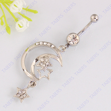 Belly button ring Moon Five-pointed star Body piercing jewelry Navel ring  Lady belly bar 14G 316L surgical steel Nickel-free 2024 - buy cheap