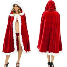 Nueva llegada Sexy Navidad Santa capa capucha roja fantasía Santa Claus para mujer vestido de fiesta chal invierno rojo fiesta CAPA 2024 - compra barato