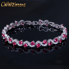 CWWZircons Luxury Silver Color Rose Red Crystal Stone Women Bracelets Bangles with Cubic Zirconia Jewelry Christmas Gift  CB156 2024 - buy cheap