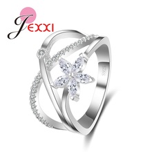 Fashion Brand New Design Romantic Glittering 925 Sterling Silver Flower Shape Ring For Women Fashion Jewelry Gift 2024 - buy cheap