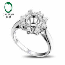 CaiMao Round cut Semi Mount Ring Settings & 0.59ct  Diamond 14k White Gold Gemstone Engagement Ring Fine Jewelry 2024 - buy cheap