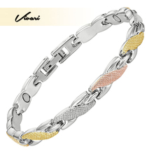 Vivari  Fashion Women Bracelets 3-Tone Colors Rose Gold Silver Color Magnetic Bracelet Femme Ion Bracelet Wristband Charm 2024 - buy cheap