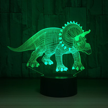 Dinosaur 3D USB LED Night Light 3AA Battery Power 7 Colors Illusion Lamp Touch or Remote Control Kids Bedroom Lamp 2024 - buy cheap