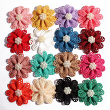 10pcs/lot 5.5cm 16colors Hai Clips Mini Hollow Out Flowers With Pearl For Girls Hair Accessories Fabric Flowers For Headband DIY 2024 - buy cheap