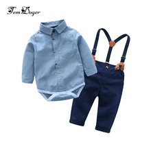 Tem Doger Baby Boy Clothing Sets 2019 Infant Newborn Baby Boy Clothes Romper Shirts+Overalls 2PCS Outfits Toddler Bebes Clothes 2024 - buy cheap