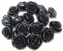 Wholesale 10pcs, 36mm Beautiful Black Synthetic Resin Rose beads, Min. Order is $10,we provide mixed wholesale for all items ! 2024 - buy cheap