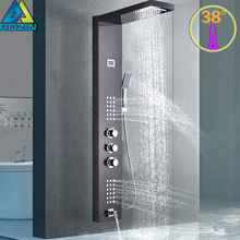 Panel de ducha termostático inteligente, grifo mezclador termostático, conjunto de ducha, cascada, lluvia, Sistema de ducha de baño, 3 asas, Ta 2024 - compra barato