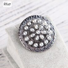 Popular Country Style Round Vintage Brooches & Pins Metal Jewelry Imitation Pearl Brooch For Women Dress Scarf Accessories 2024 - buy cheap