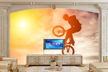 Большие фрески, небо велосипед прыжок силуэт спортивные обои, гостиная ТВ диван стены 3d настенные фрески обои papel де parede 2024 - купить недорого