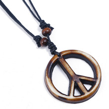 Charm Black Rope Chain Chokers Necklace Vintage Resin Anti-War Peace Sign Symbol Pendant Necklace Fashion Jewelry Gifts Hot Sale 2024 - buy cheap