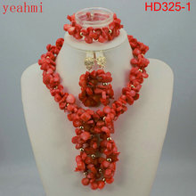 African Beads Jewelry Set Colored Party Women Nigerian Wedding African Beads Vintage Necklace and Earrings Jewelry Set HD325-1 2024 - buy cheap
