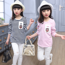 2019 Autumn kids clothes long Sleeve t-shirt children clothing fashion striped girls t shirt cotton child shirt age 4-15Y 2024 - buy cheap