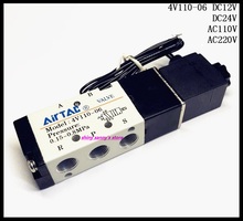 4V110-06 DC12V, DC24V, AC110V, AC220V Воздушный Пневматический Соленоидный клапан 5 портов 2 Позиции 1/8 "IP65 абсолютно новый 2024 - купить недорого