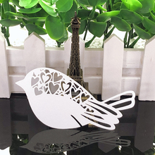 10Colors 50pcs Birds Laser Cut Place Card Cup Card DIY Table Mark Wine Glass Paper Card Wedding Christmas Birthday Party Decor 2024 - buy cheap