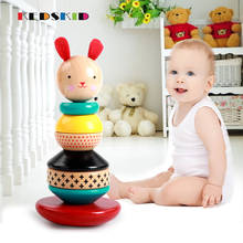 new design of children baby toys wooden stacking ring tower rainbow stacking learning education building blocks toys 2024 - buy cheap