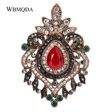 Pines de cristal bohemios para mujer, broche Vintage de piedra roja y negra, joyería de oro antiguo turco, envío gratis 2024 - compra barato