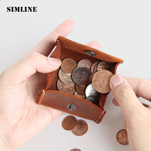 SIMLINE Vintage Genuine Leather Coin Purse Male Woman Crazy Horse Cowhide Small Mini Wallet Wallets Storage Pocket Bag For Men 2024 - buy cheap