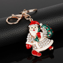 Dongsheng jewelry Рождественские украшения аксессуары Санта Клаус брелки Стразы кольца для ключей брелок для сумки/ключи 2024 - купить недорого