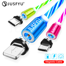 Магнитный LED свет USB Type C usb-c Micro USB кабель передачи данных для быстрой зарядки зарядное устройство USB кабель для iPhone X XiaoMi Huawei смартфон 2024 - купить недорого