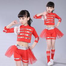 Novas meninas sexy moderno dança cheerleading trajes de dança crianças grupo dança jazz vermelho salão tango vestido crianças roupas de dança 2024 - compre barato