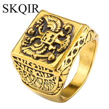 Винтажное кольцо Knight Templars, мужское уникальное кольцо большого размера 6-14 золотого и серебряного цвета, классическое готическое кольцо с крыльями, мужские аксессуары, ювелирное изделие, подарок 2024 - купить недорого