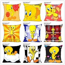 Personalizado capa de travesseiro tweety pássaro decorativo fronha quadrado zíper travesseiro capa 20x20cm 35x35cm 40x40cm 2024 - compre barato